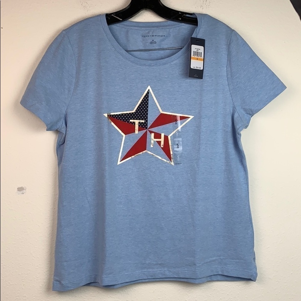 Tommy Hilfiger patriotic star flag blue Tee shirt